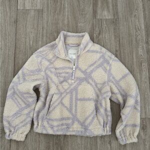 Gentle Fawn Cream and Purple Teddy 1/4 Zip Sweater